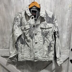 Copper Rivet Men's Black and Gray Denim Jacket. B1